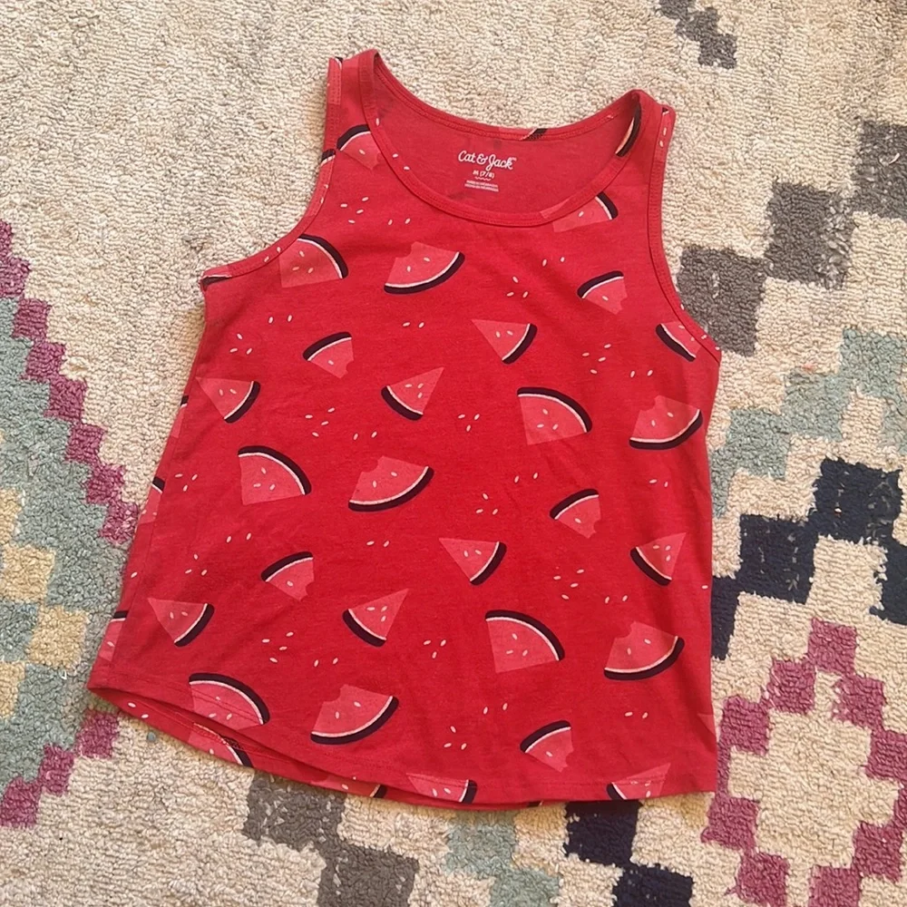 Cat & Jack Girls Red Watermelon Print Tank Top Size Medium 7/8